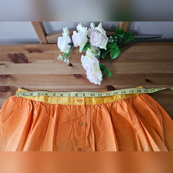 She's Cool - Mini Skirt Cotton Voile fading A-line with buttons - Orange Size L - Picture 3 of 7